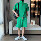 精神小伙夏季青年男生短袖短裤套装时尚休闲两件套C203-6695-P88，男装牛仔裤，电商C208