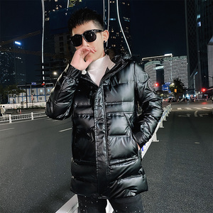 社会小伙冬季男士中长款羽绒服亮面连帽保暖外套C203-5115R特P200，男装羽绒服，电商C208