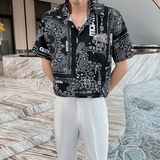 2026夏季男士翻领短袖花衬衫轻熟风青年小伙休闲上衣C203-8811P58，男装T恤，电商C208