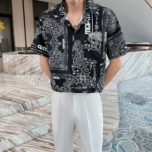 2026夏季男士翻领短袖花衬衫轻熟风青年小伙休闲上衣C203-8811P58图片