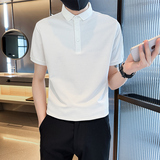 社会小伙夏季男士翻领polo衫短袖t恤纯色半袖体恤C208-8878-特P45，男装T恤，电商C208