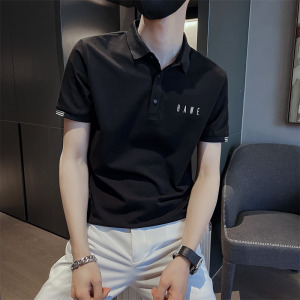 社会小伙夏季短袖印花T恤男时尚流行翻领修身Polo衫C203-8802-P58图片