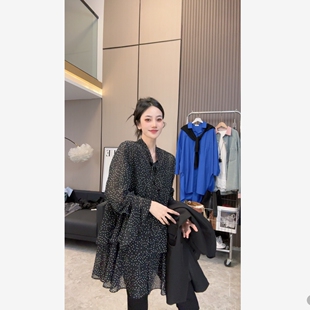 衬衫 上衣 长袖 精致复古波点开衫 春日明媚 春上新