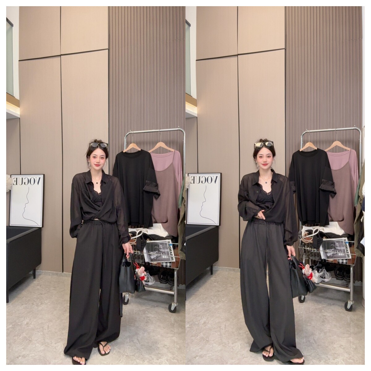 【值得期待】新品上新~松紧腰花边垂感抽绳弯刀阔腿休闲裤