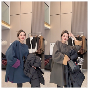 加绒加厚休闲高级感欧货大版 秋冬穿搭 上衣 撞色玩家