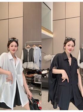 【奔赴山海】夏上新~设计款时尚简约双口袋宽松百搭大版衬衫