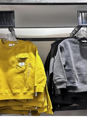 Gap男女童秋冬新款重磅抓绒拼接logo口袋卫衣儿童保暖上衣593911