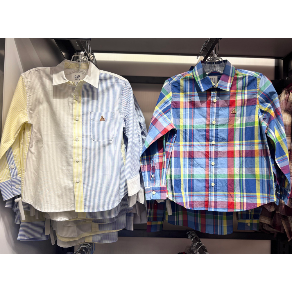 国内代购Gap男童大童春季新款纯棉刺绣翻领长袖衬衫儿童装861385