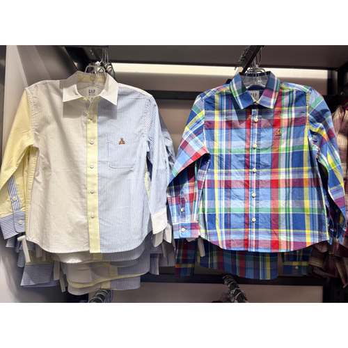 国内代购Gap男童大童春季新款纯棉刺绣翻领长袖衬衫儿童装861385