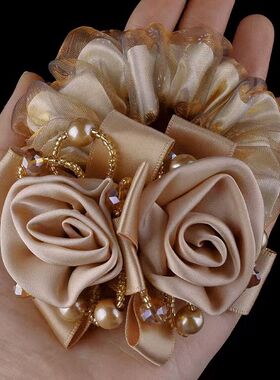 扎发头绳不伤发皮筋韩国水钻花朵发饰发绳盘发头花扎马尾头饰