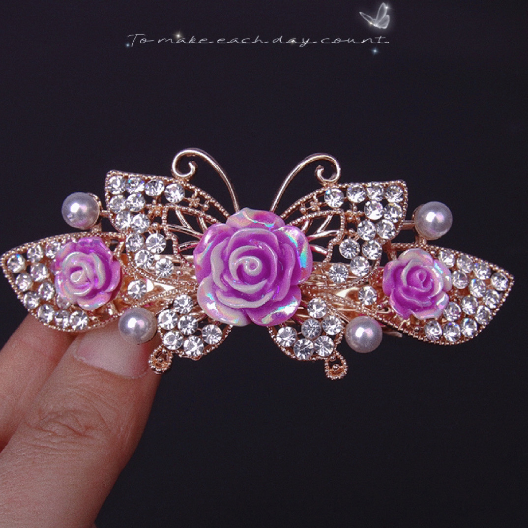 弹簧夹新款发夹水钻花朵发卡后脑勺一字横夹花朵马尾夹发饰品,饰品/流行首饰/时尚饰品新,发饰,淘宝优惠券,粉丝福利购,淘宝优惠卷