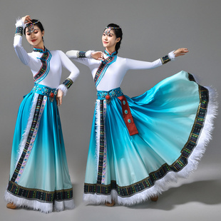 藏族舞蹈演出服女2025新款 少数民族中国风藏舞艺考大摆裙剧目服装