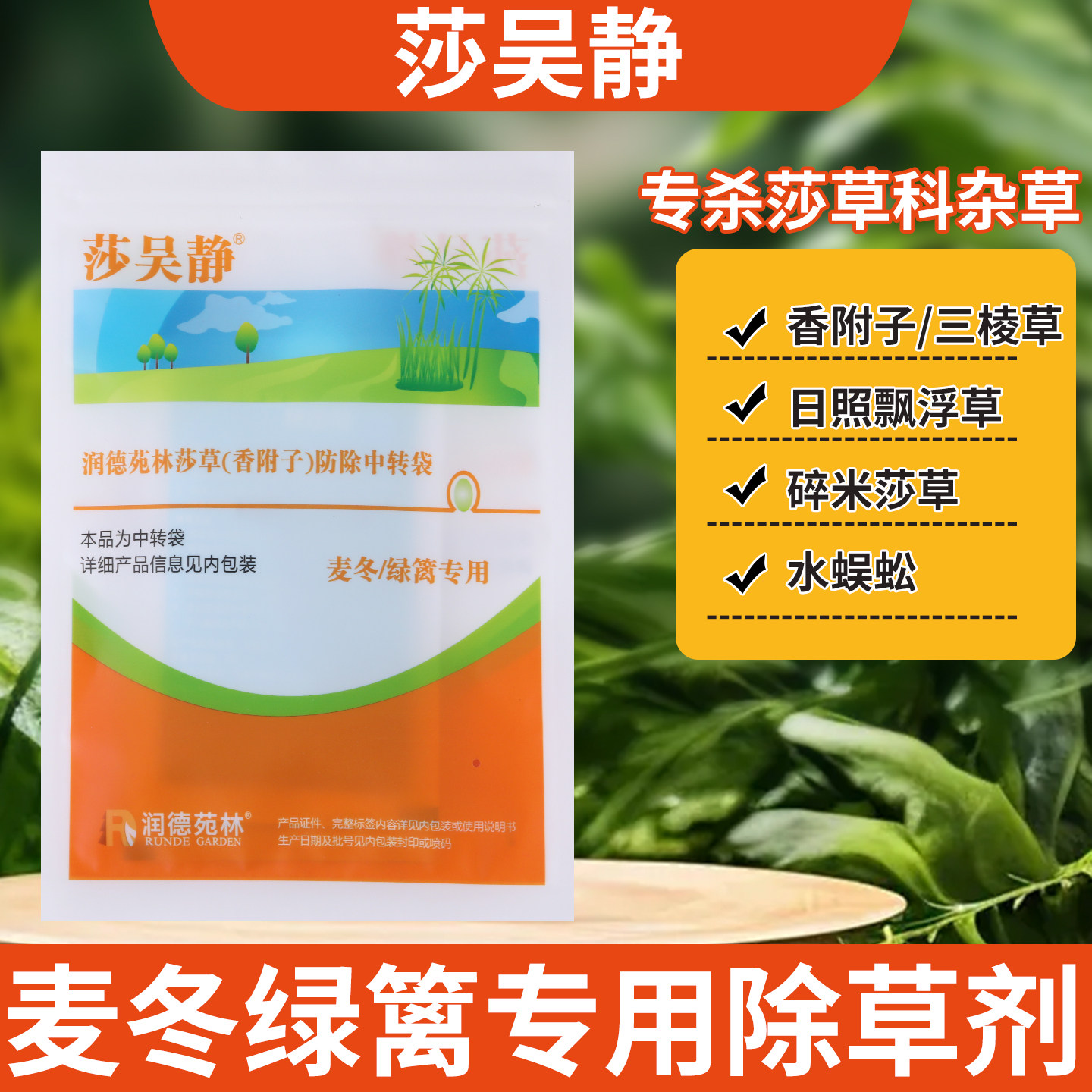 润德莎吴静麦冬白三叶绿篱园林除草剂除香附子水蜈蚣等莎草科杂草