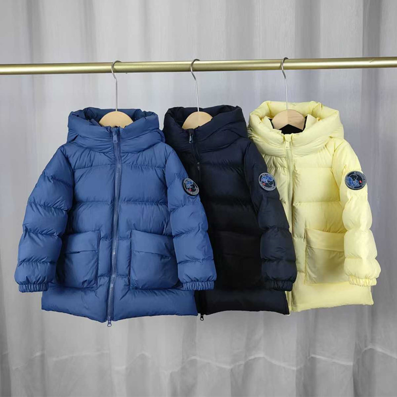 新款儿童羽绒服男女童中长款加厚连帽工装风外套冬季保暖羽绒外套
