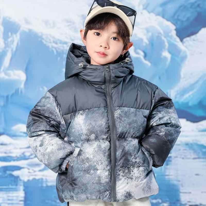 儿童羽绒服男童冬外套中大童加厚短款保暖衣服鸭绒绒迷彩面包服