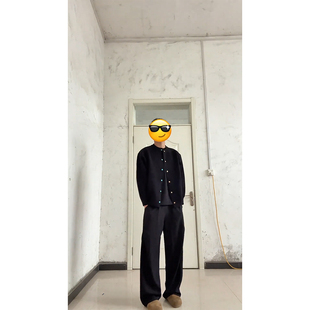 cleanfit黑色绿松石扣开衫毛衣男春季人夫感针织衫高级感叠穿线衫