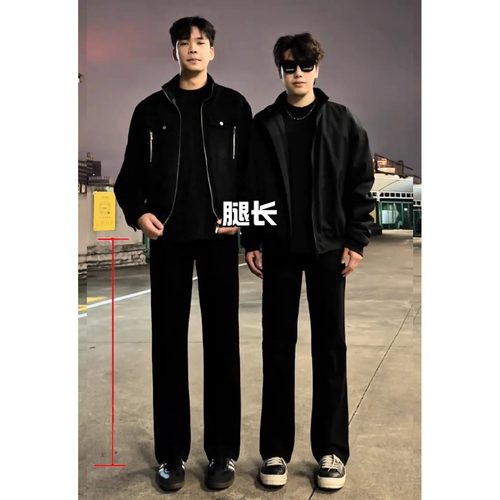 517黑色弯刀牛仔裤男直筒