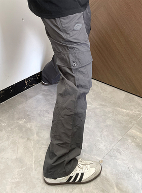 3stro深灰色多口袋冰丝工装裤男轻薄透气速干裤子直筒宽松休闲裤