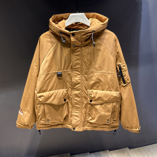 户外男士羽绒服冬季加厚2025新款潮牌高级感防寒服大码工装外套