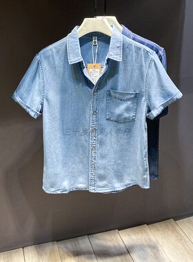 做旧感宽松水洗休闲衬衣潮
