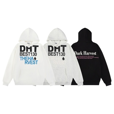 字母排版印花连帽卫衣男女