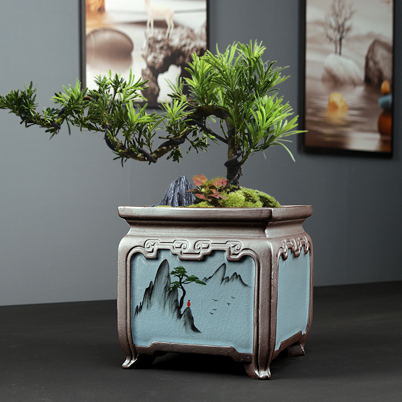 蝴蝶兰专用花盆紫砂陶瓷容器家用复古清仓简约多肉兰花文竹绿植盆