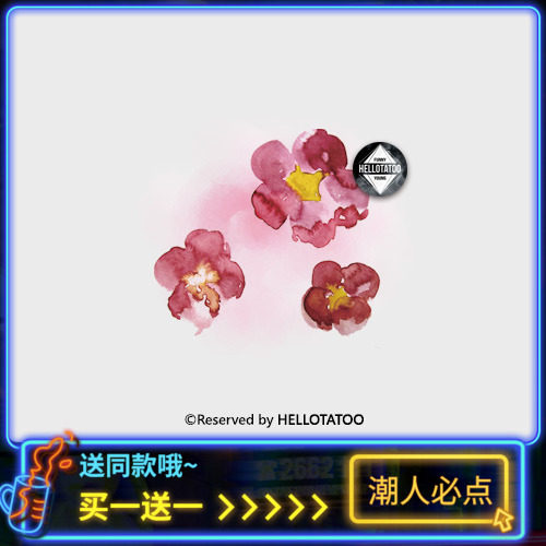 晕染花朵 原创水彩纹身贴防水女持久韩国锁骨性感小刺青 自然清新