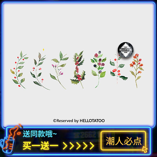 水彩叶子植物手绘花卉果实 原创小清新防水纹身贴持久女情侣刺青 - 封面
