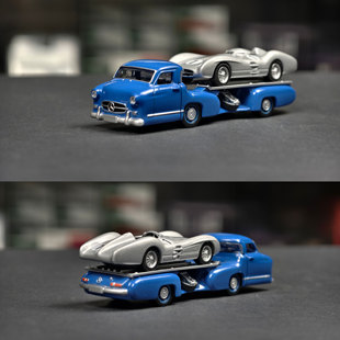 NOREV 1:64 奔驰 蓝色奇迹 拖车 银剑运输车 合金汽车模型