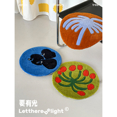 饰毯 系列原创插画手工剪花挂毯地毯桌垫坐垫客厅装 要有光 鸟岛