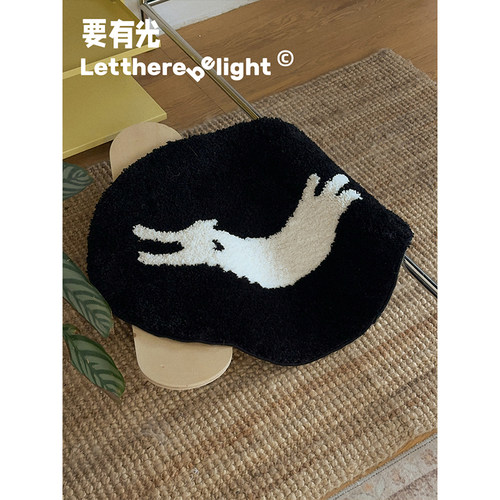 ins风插画小猫地垫卧室床边毯吸水防滑浴室垫可机洗小坐垫儿童毯