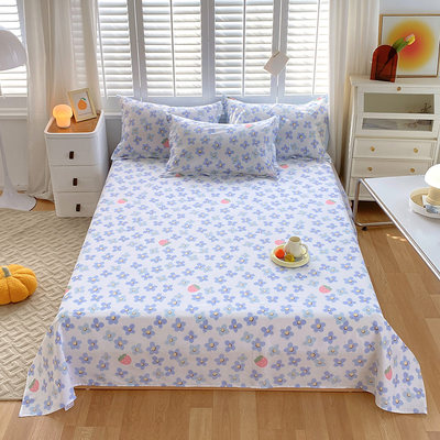 全棉草莓图案蓝色床单2米x2米3