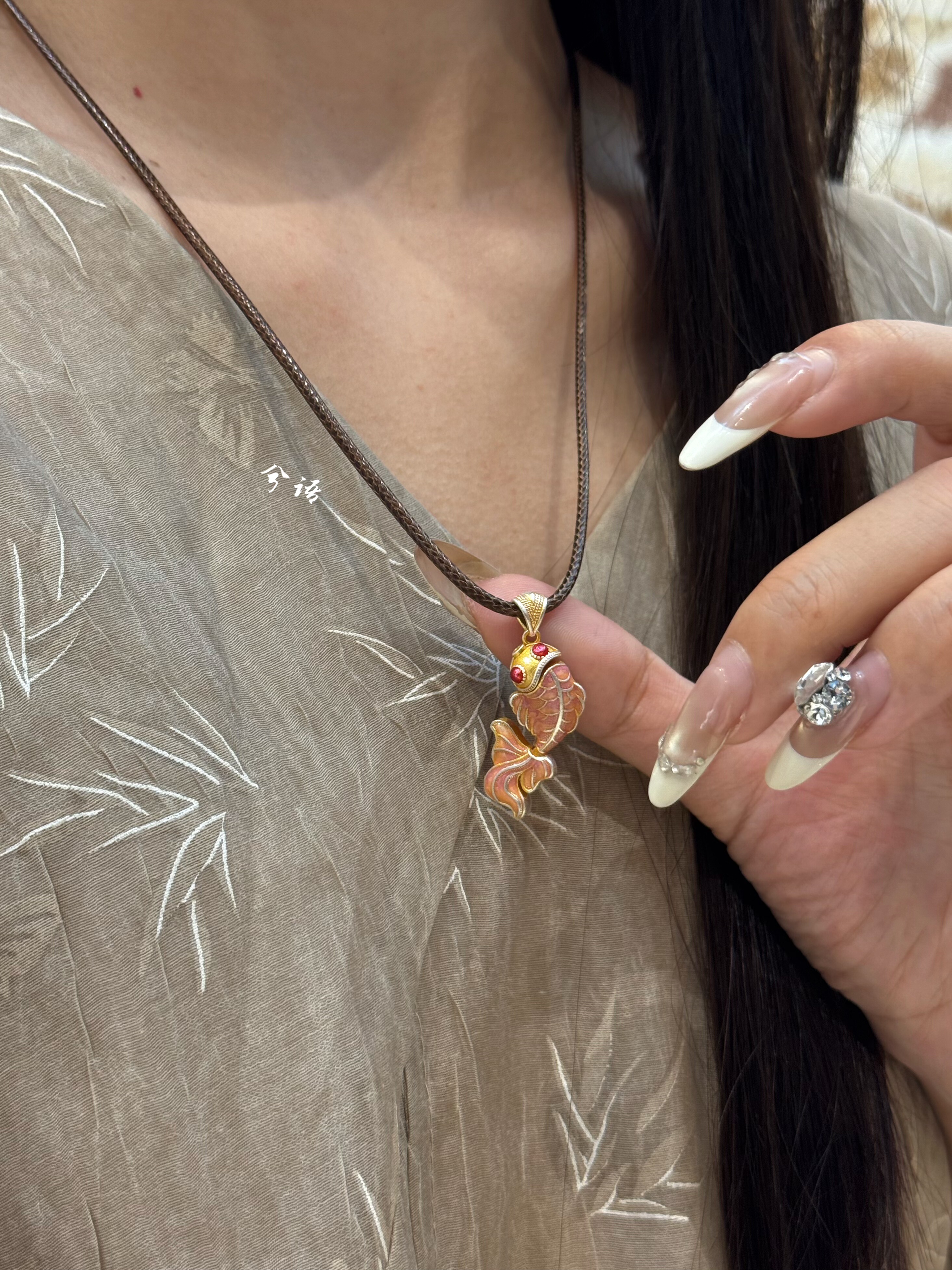兮语「跃龙门」足银999.9珐琅彩锦鲤项链女纯银新中式国风礼物