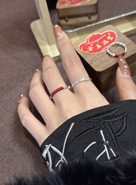 兮语「福熹」足银999戒指手工调节戒指小众设计简约百搭食指环