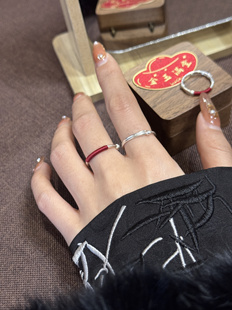 兮语「福熹」足银999戒指手工调节戒指小众设计简约百搭食指环