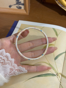 兮语「蝶娆」足银999.9纯银手镯女蝴蝶珐琅彩镯子新中式 国风礼物