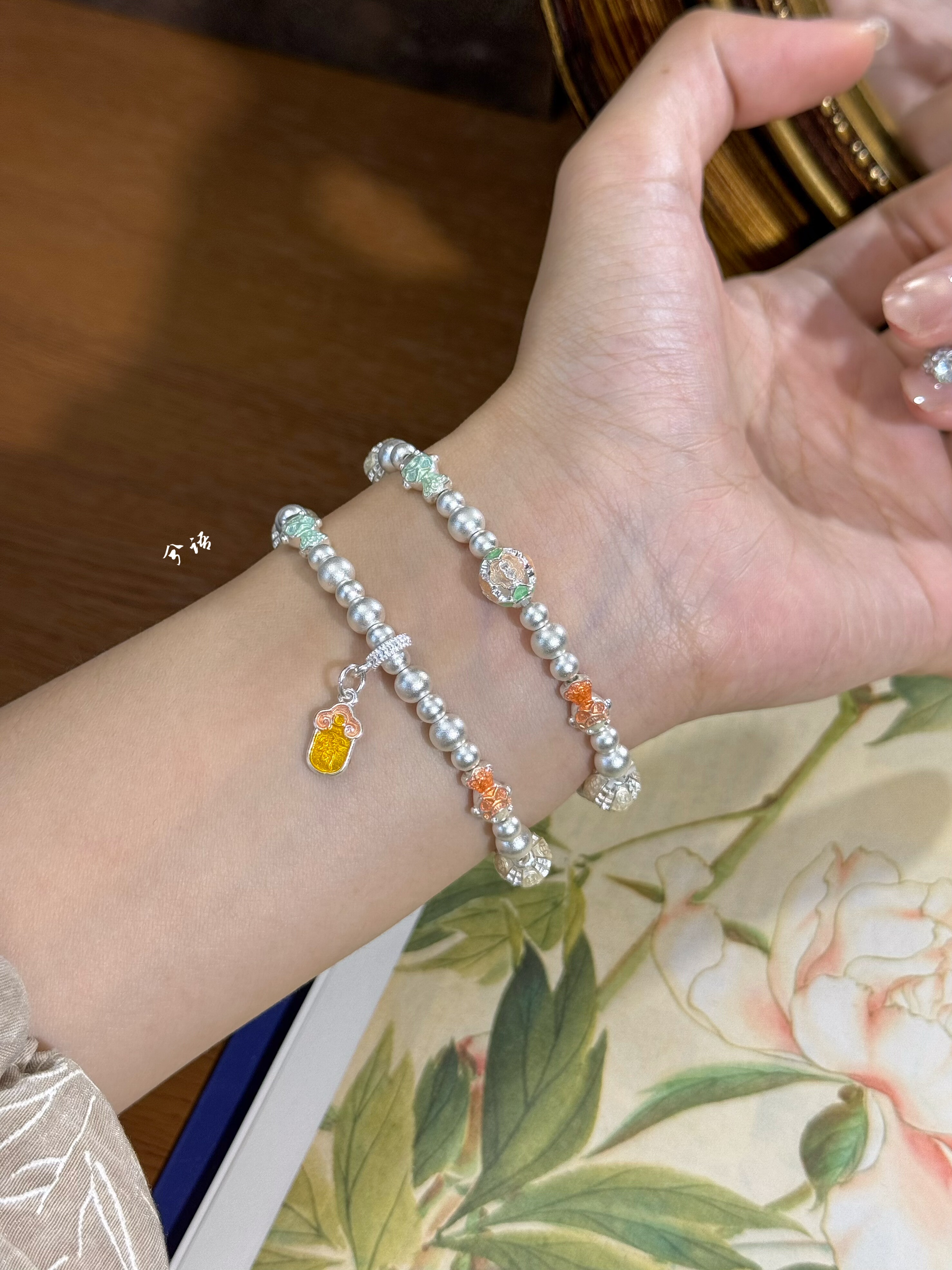 兮语「鱼得水」足银999.9珐琅彩手串纯银新中式国风礼物送女友