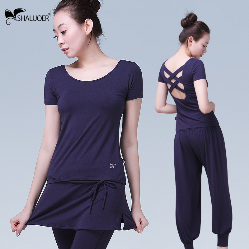 瑜伽短袖運動服沙洛爾套裝女