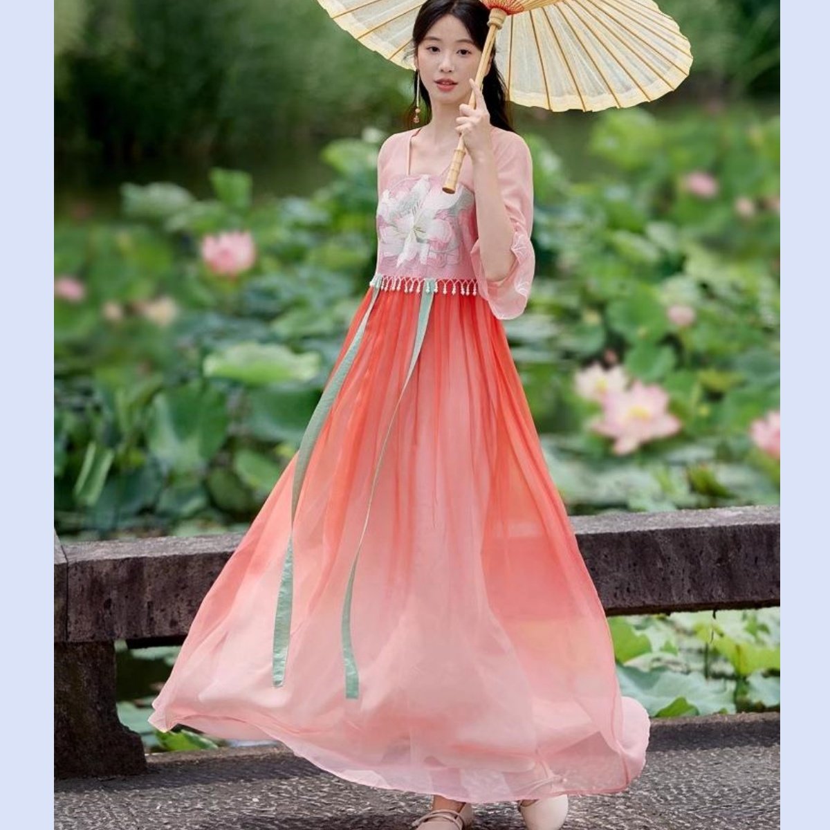 改良日常新中式设计感长裙夏
