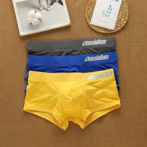 男士新款上市2025年春季平角内裤牛奶丝低腰弹力立体aussiebum