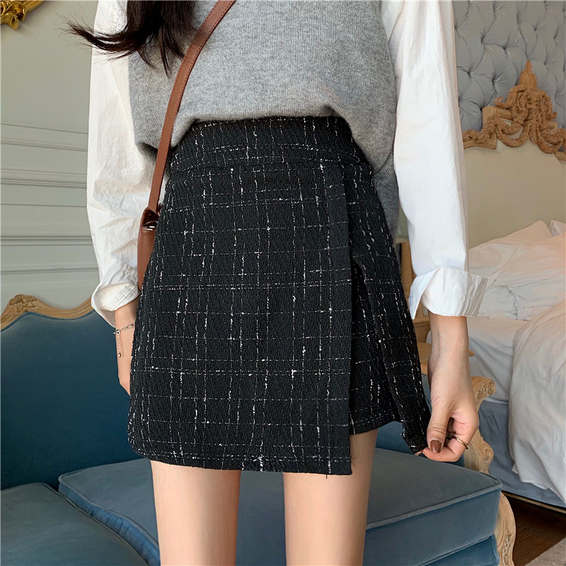 Real price women's high waisted woolen short skirt in autumn and winter