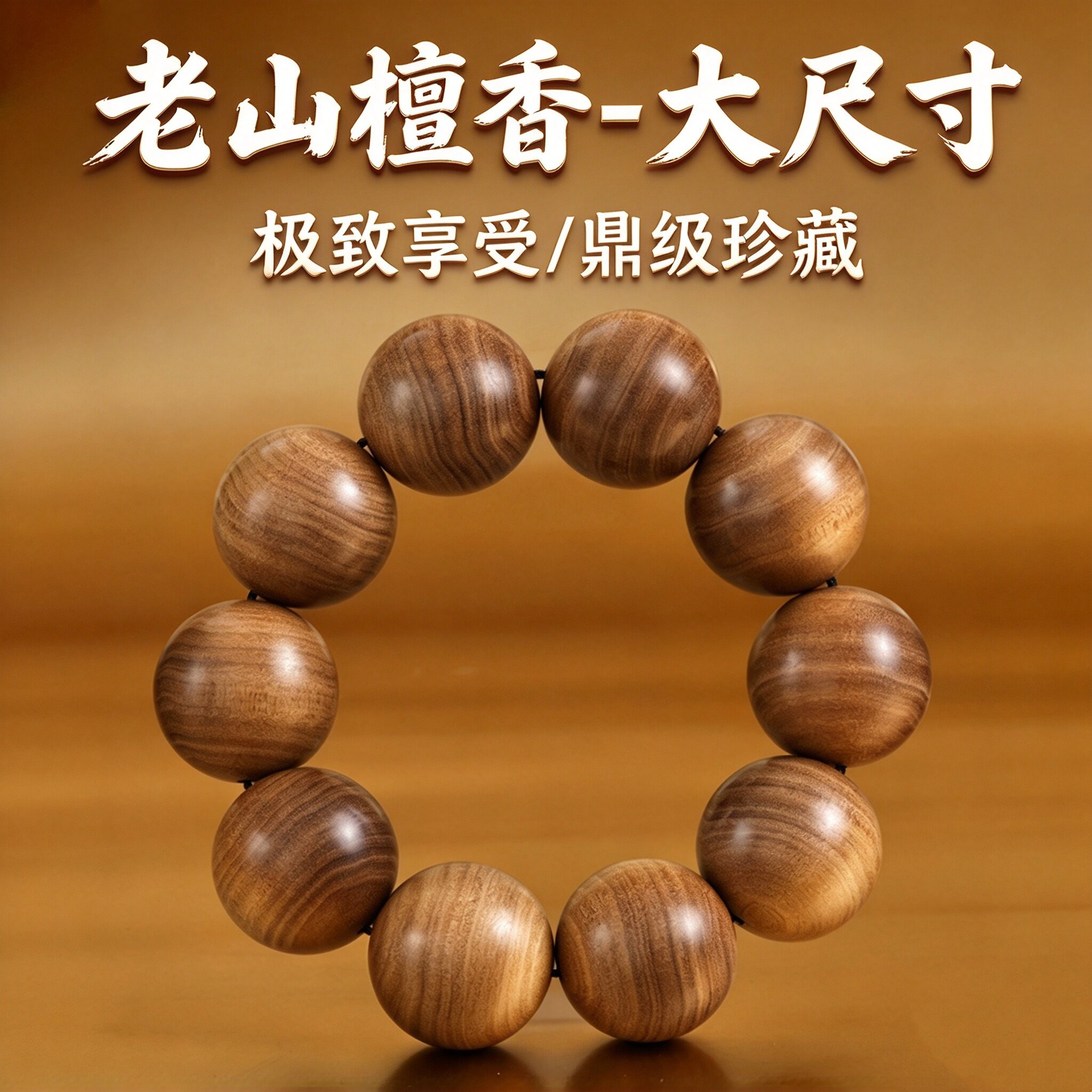 珍藏级大尺寸印度老山檀香手串