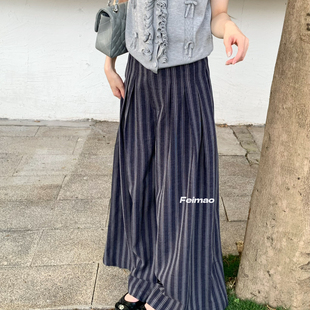 21539 26年春款 女宽松显瘦条纹休闲裤 阔腿裤 LHHH 西装