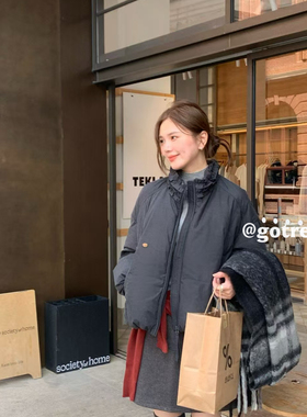 设计感褶皱领口宽松版型保暖羽绒服外套  9702#  HMHM