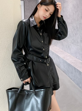 冬上新！复古设计感百搭时尚皮衣(配腰带)  5260#  YAN