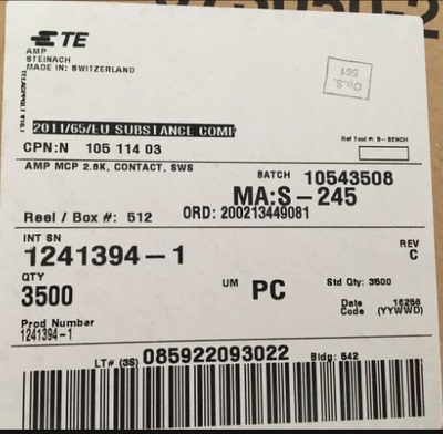 1241394-1 TYCO泰科TE安普AMP连接器 接插件端子插针20-17 现货