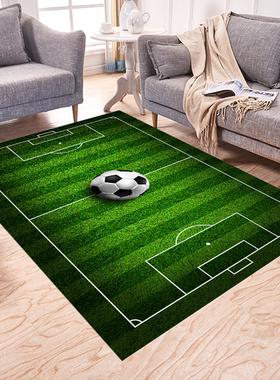 绿色足球场地毯客厅简约儿童房男孩卧室床边幼儿园家庭训练游戏毯