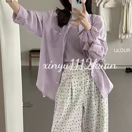 1112-外贸出口高端女装夏季薄款天丝衬衫 送头花