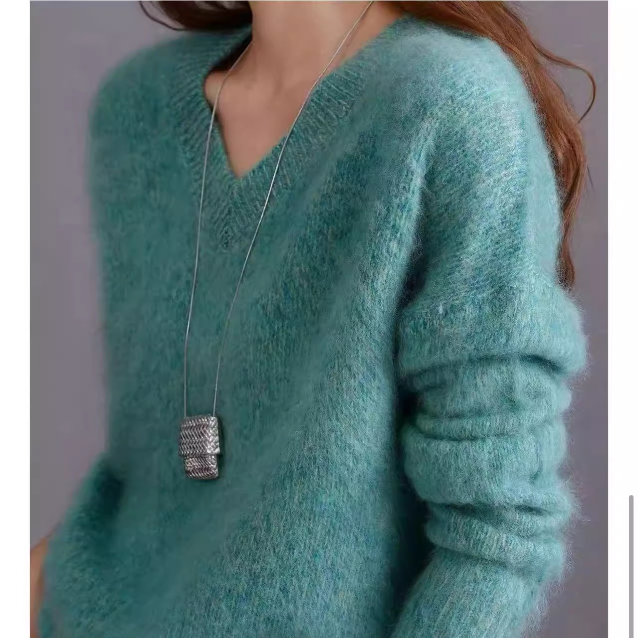 9289 新工艺加厚V领花纱拉绒羊绒衫