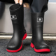 雨靴时尚 钓鱼胶鞋 雨鞋 水鞋 高筒水靴厨房中筒工作防水新款 防滑男款